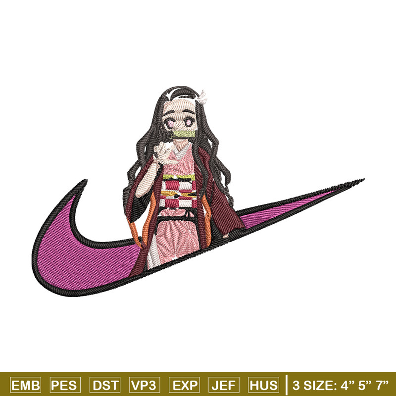 Nezuko x nike Embroidery Design, Demon slayer Embroidery,Embroidery File, Nike Embroidery, Anime shirt, Digital download.jpg