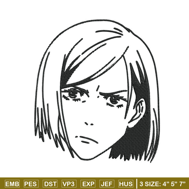 Nobara face Embroidery Design, Jujutsu Embroidery, Embroidery File, Anime Embroidery, Anime shirt, Digital download.jpg