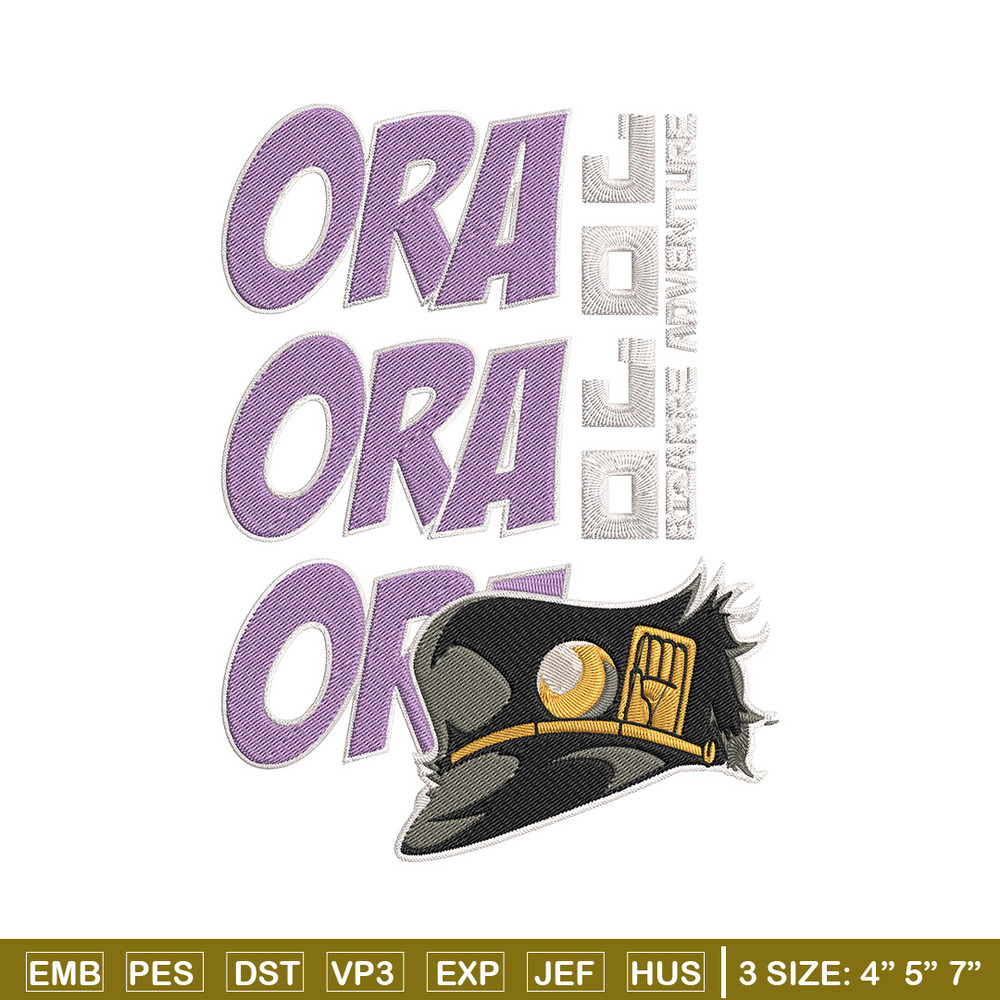 Ora Ora Ora Embroidery Design, Jojo Embroidery, Embroidery File, Anime Embroidery, Anime shirt, Digital download.jpg