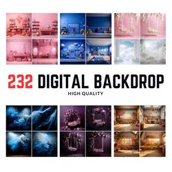 Digital Backdrops Mega Bundle, 232 Digital Backgrounds, Digital Download With Commercial License Included