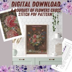 a bouquet of flowers-clara peeters-1612 - cross stitch pattern pdf-digital download