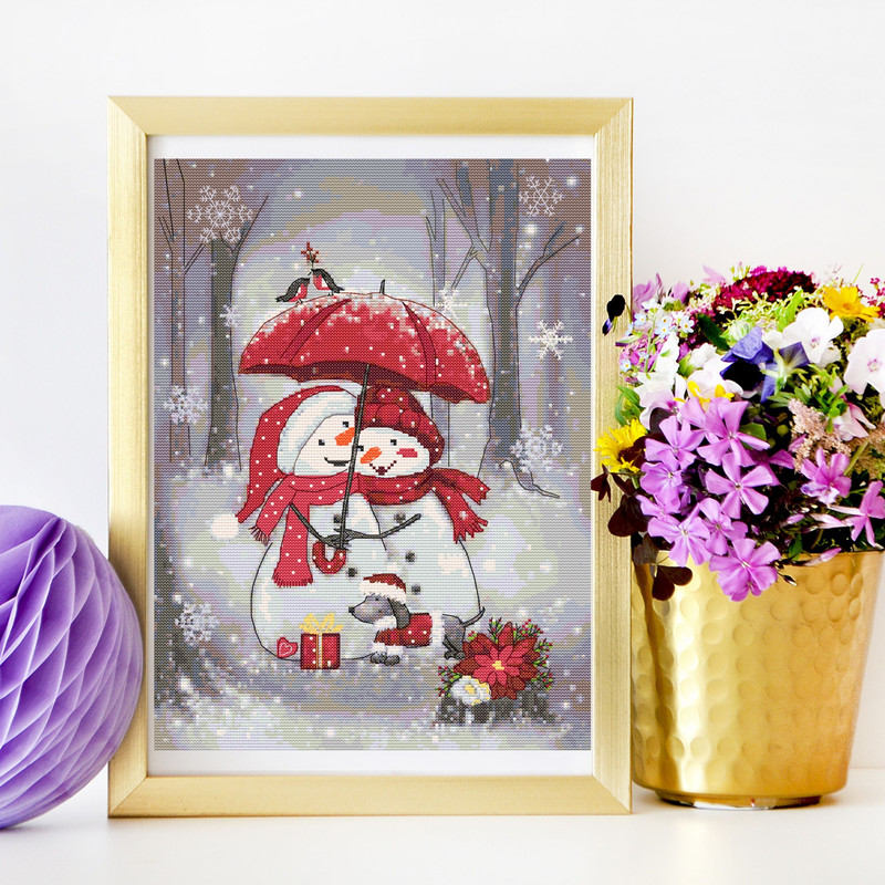 Snowman And His Lover Cross Stitch Patterns Pdf 0