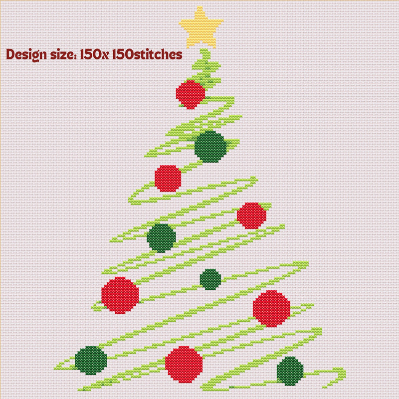 Colorful Christmas Tree Cross Stitch Patterns Pdf 1
