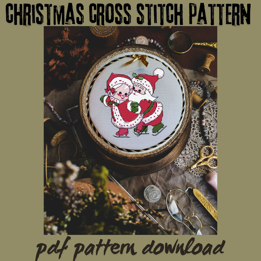 Santa And His Wifes Skiing Pleasure Cross Stitch Patterns Pdf 0
