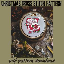 santa and his wife's skiing pleasure cross stitch patterns pdf