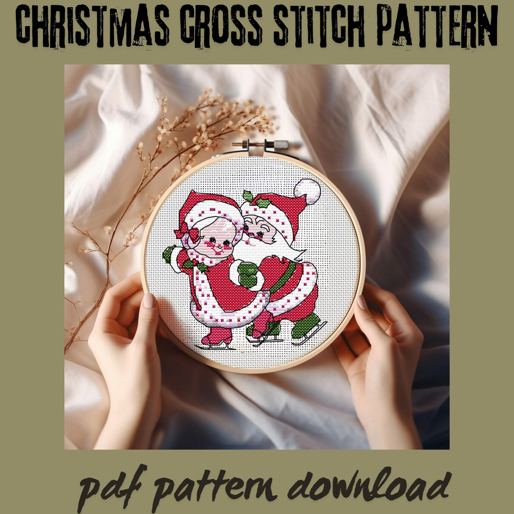 Santa And His Wifes Skiing Pleasure Cross Stitch Patterns Pdf 1