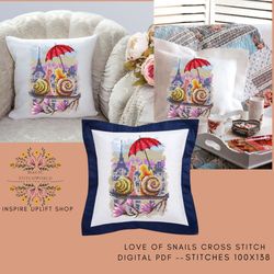 love of snails valentine's day cross stitch pattern pdf