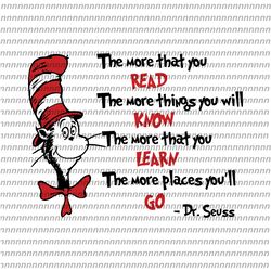 the more that you read svg, dr seuss svg, thing svg, cat in the hat svg, thing 1 thing 2 thing 3