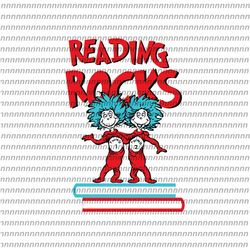 reading rocks book svg, dr seuss svg, thing svg, cat in the hat svg, thing 1 thing 2 thing 3