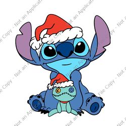 Stitch Christmas Hat Tangled Portrait Svg, Disney Lilo And Stitch Merry Christmas Svg, Stitch Santa Hat Svg