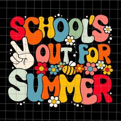 retro groovy schools out for summer svg, schools out for summer svg, school svg, school summer svg