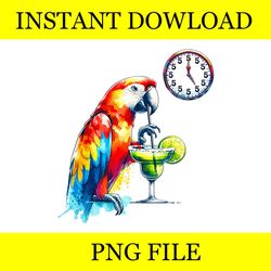 always 5 o'clock colorful parrot drinking margarita png