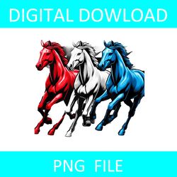 horse 4th of july png, horse red white and blue american flag png, horse png