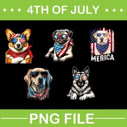 bundle pug dog 4th of july, corgi 4th of july png, dog 4th of july png