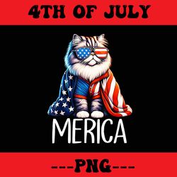 merica cat 4th of july png, cat patriotic png, merica cat png