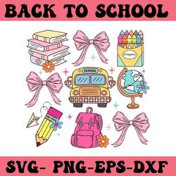 back to school coquette bow school bus books svg