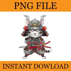 vintage japanese kawaii cat samurai png