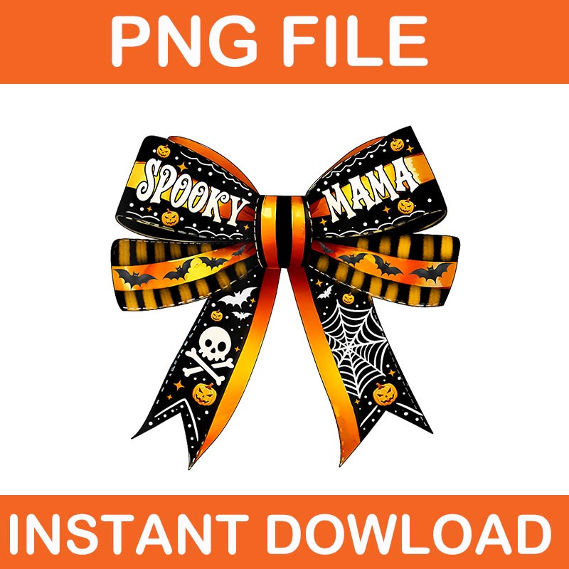 Conquette Bow Spooky Mama Halloween PNG 0