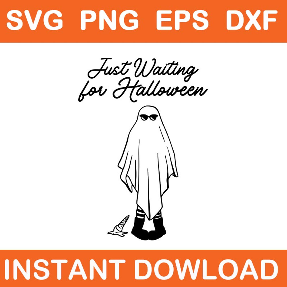 Just Waiting For Halloween Skeleton Spooky Vibe SVG 0