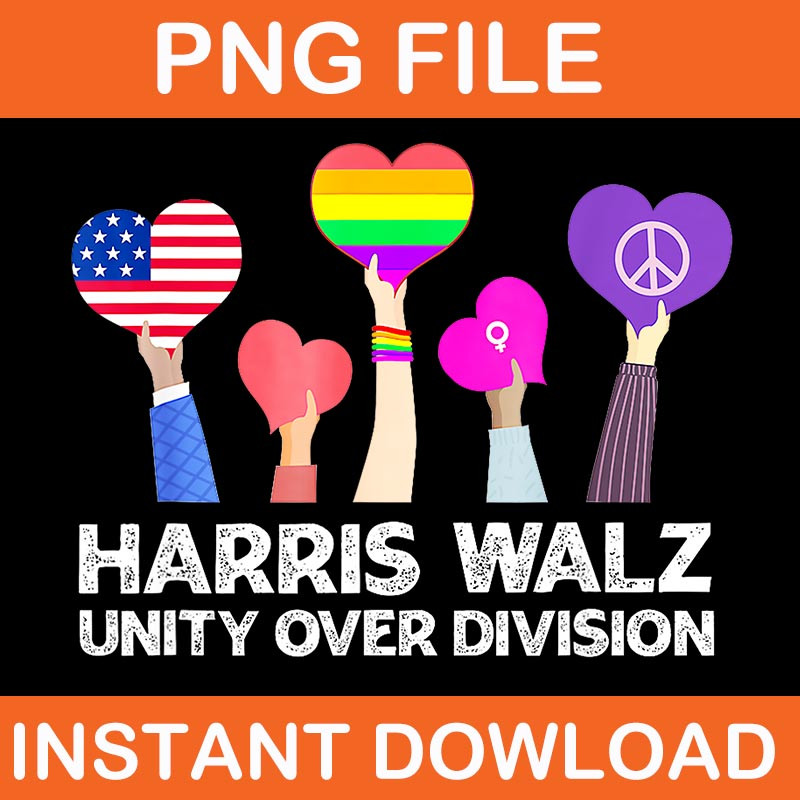 Harris Waltz 2024 Unity Over Division Kamala Harris Tim Walz PNG 0