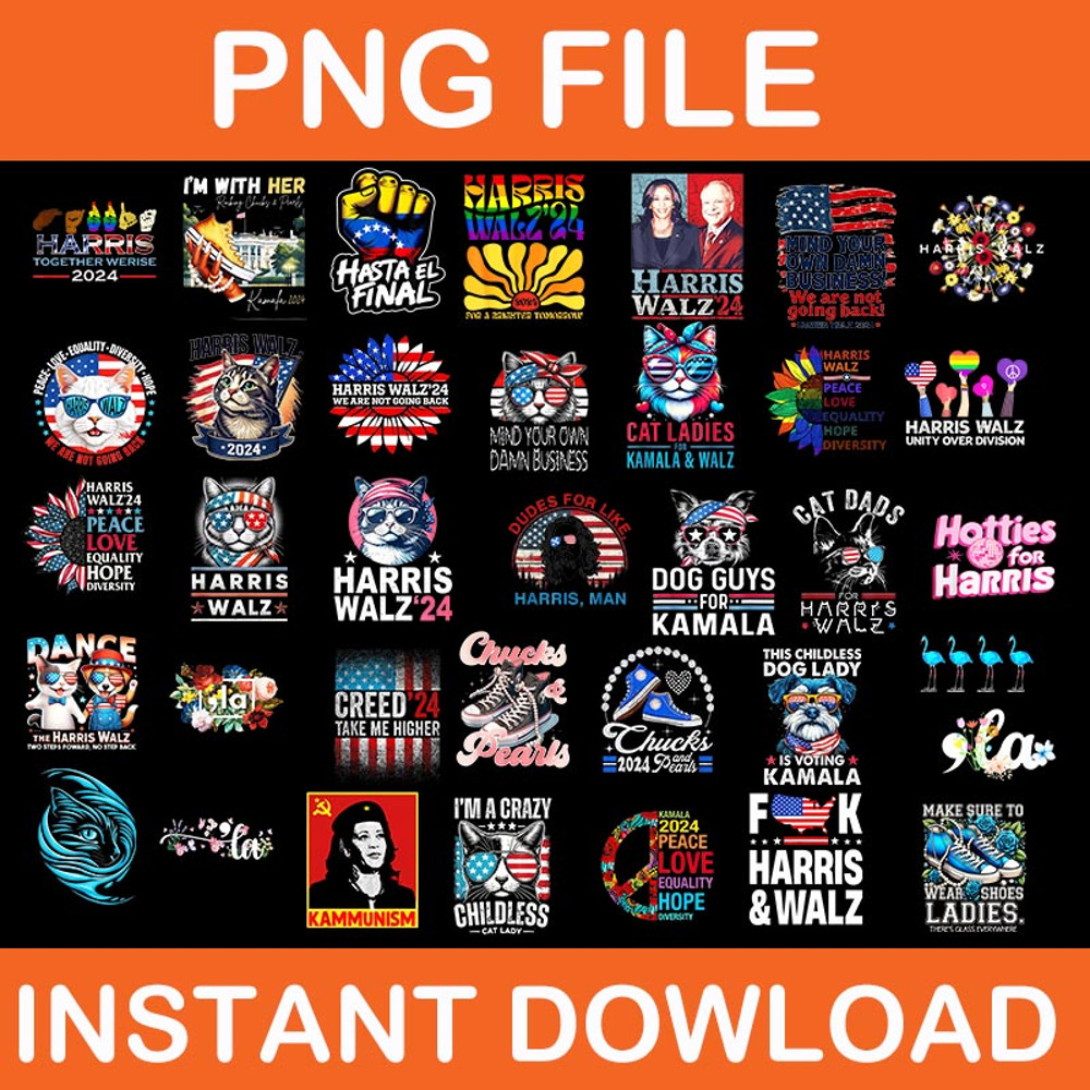 Bundle Kamala Harris 2024 PNG Harris Walz24 Cat PNG 0