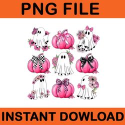 coquette bows pumpkins ghost florals pink halloween png