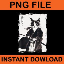 samurai cat vintage ukiyo e cool warrior cat japanese art png