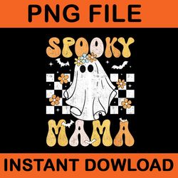 spooky mama groovy vintage ghost halloween png