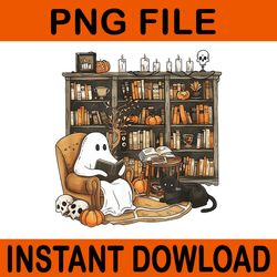 ghost reading books librarian halloween png