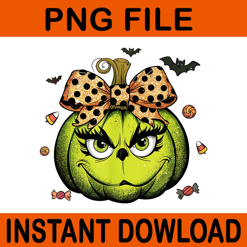 Grinc Pumpkin Coquette Halloween Spooky Season PNG 0