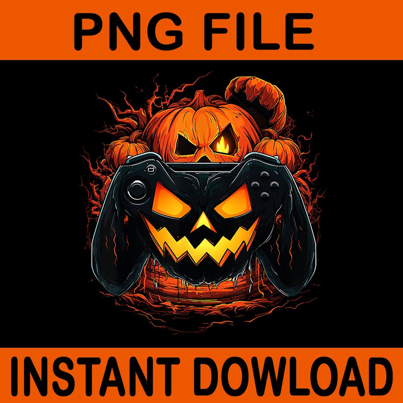 Jack O Lantern Pumpkin Face Gamer Gaming Halloween PNG 0