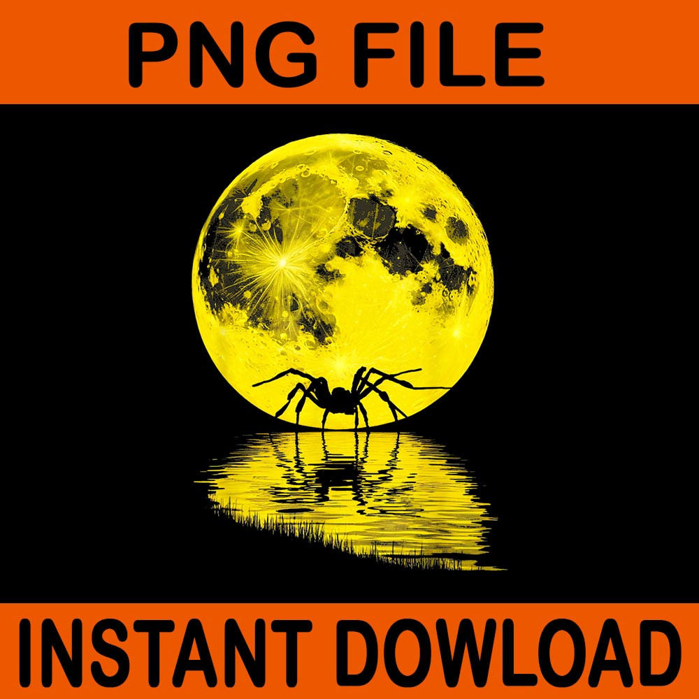 Halloween Spider Full Moon Spooky Party PNG 0