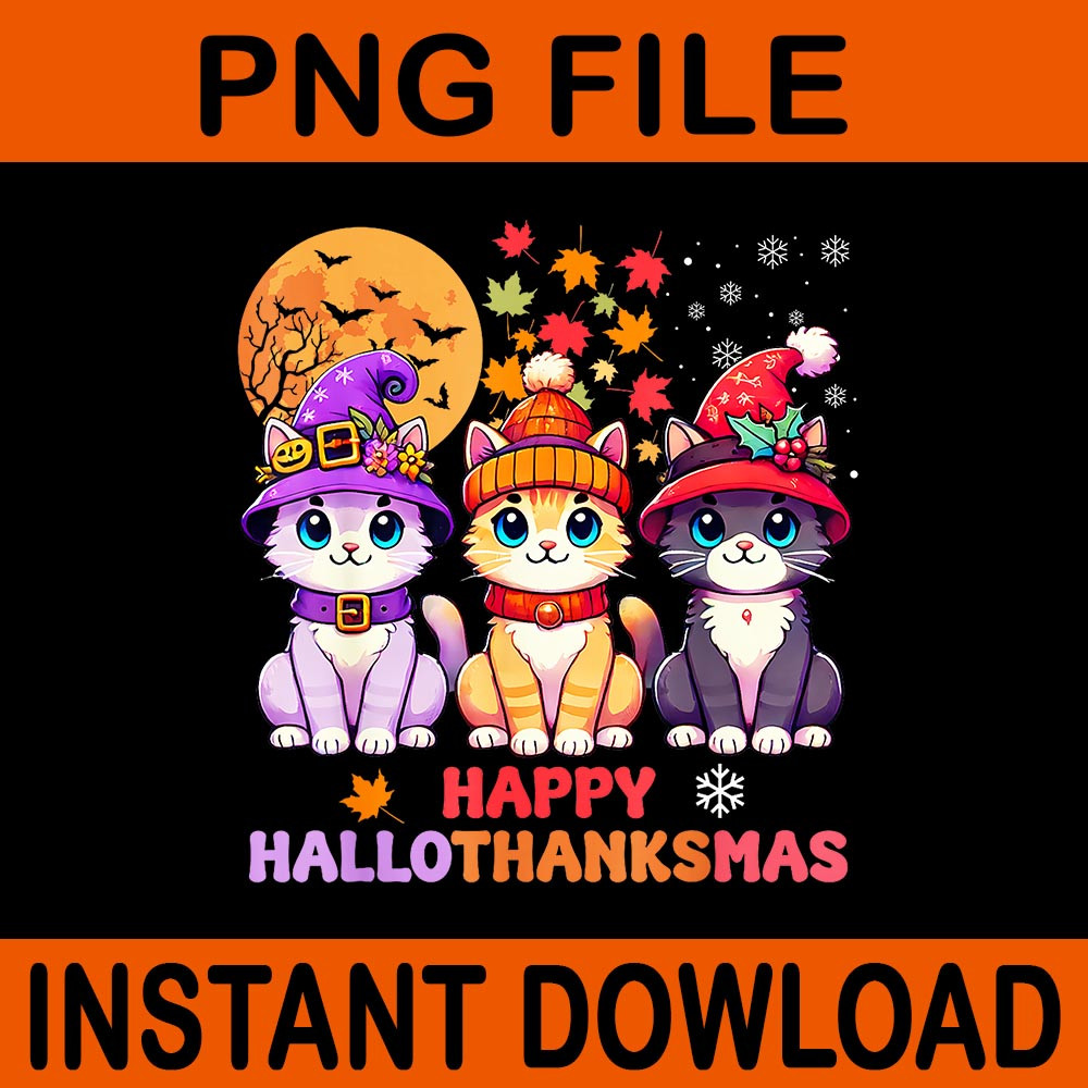 Happy HalloThanksMas Cats Halloween PNG 0