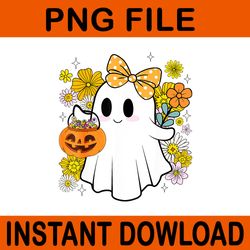 ghost floral trick or treat halloween png