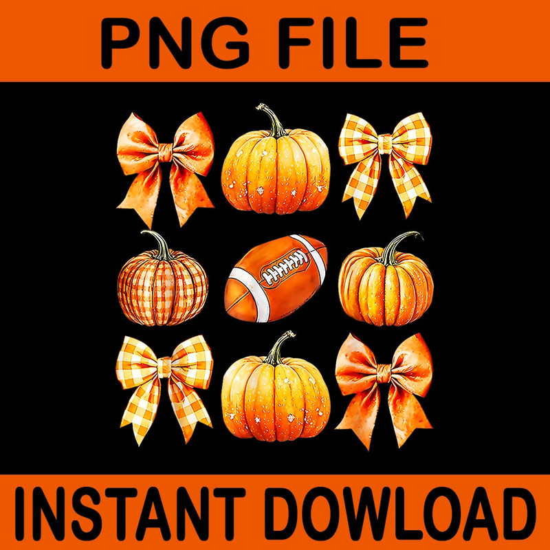 Coquette Bow Football Mama Thanksgiving Autumn Fall PNG 0