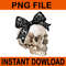 Coquette Bow Sugar Skull Skeleton Spooky Season Halloween PNG 0