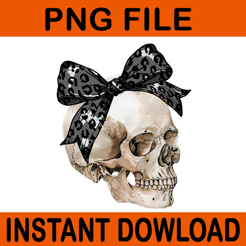 Coquette Bow Sugar Skull Skeleton Spooky Season Halloween PNG 0