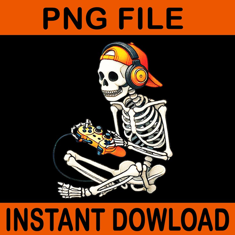 Halloween Skeleton Gamer Video PNG 0