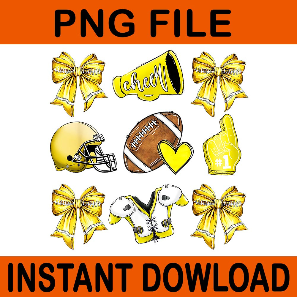 Yellow Cheer Coquette Football Mom PNG 0