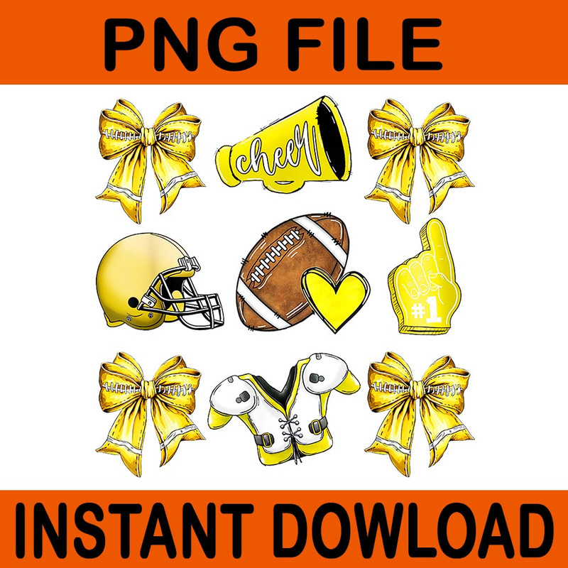 Yellow Cheer Coquette Football Mom PNG 0