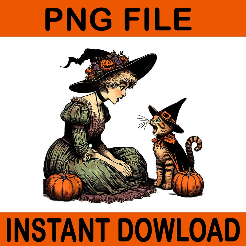 Cat Mom Witch Pumpkin Halloween PNG 0