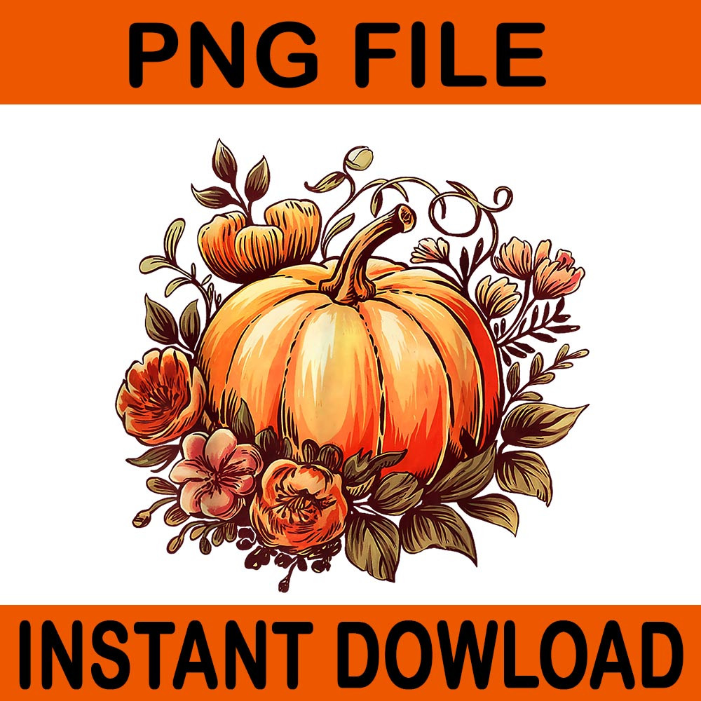 Fall Autumn Pumpkin Graphic Vintage Thanksgiving PNG 0