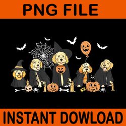 ghost and witch goldendoodle halloween png