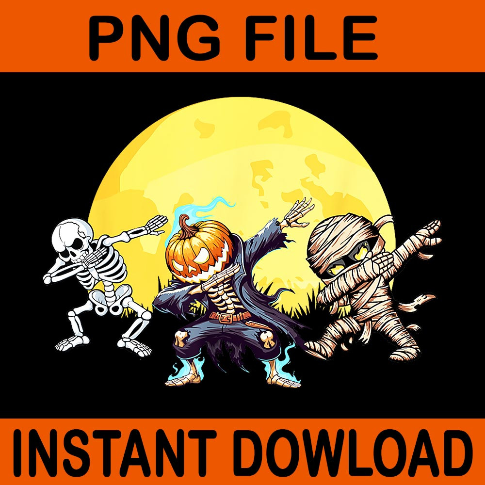 Dabbing Skeleton Mummy Spooky Squad PNG 0