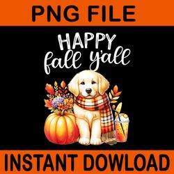 happy fall y'all golden retriever dog pumpkin spice autumn png