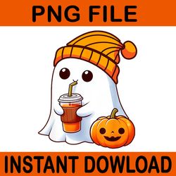 ghost drinking pumpkin halloween png
