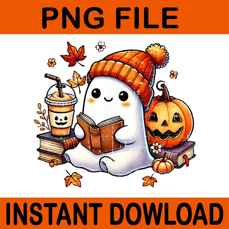 Ghost Drinking Pumpkin Halloween PNG 1