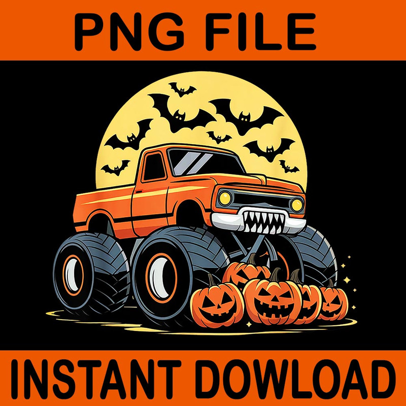 Monster Truck Pumpkins Halloween PNG 0
