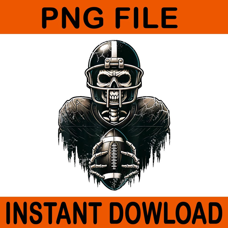 Halloween Skeleton Football Player Spooky Sports Graphic PNG 0