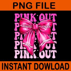pink out breast cancer football coquette bow mom png